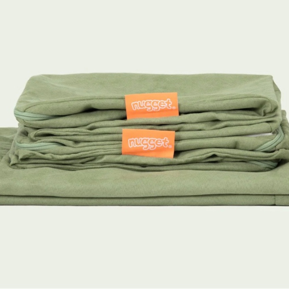 Nugget Covers in Mossy Sage Green for Couch and Four Pillows